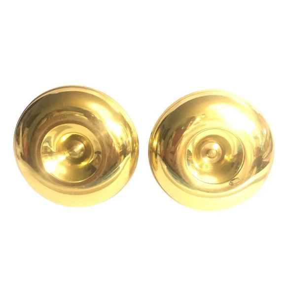 Vtg Brass Pair 2 Chamber Stick 4.75" x 3.75" Candlestick Candle Holder Handle - Picture 8 of 8